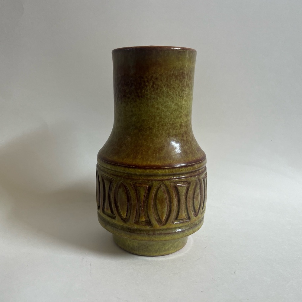 •Vintage Alvino Bagni for Rosenthal Netter Olive Green Ceramic Pottery Vase•